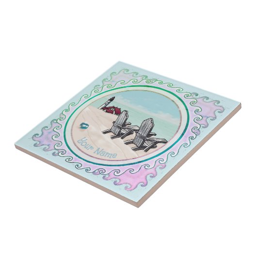 vuurtoren van beach Chairs Tegeltje (Zijkant)