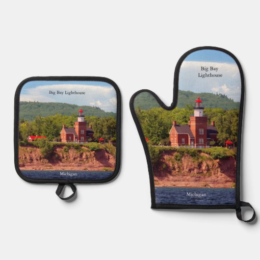 Vuurtoren van Big Bay Ovenwant & Pannenlap Set (Voorkant)