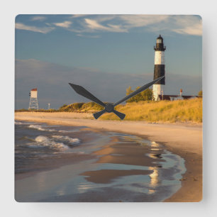 Vuurtoren van Big Sable Point aan Lake Michigan 2 Vierkante Klok