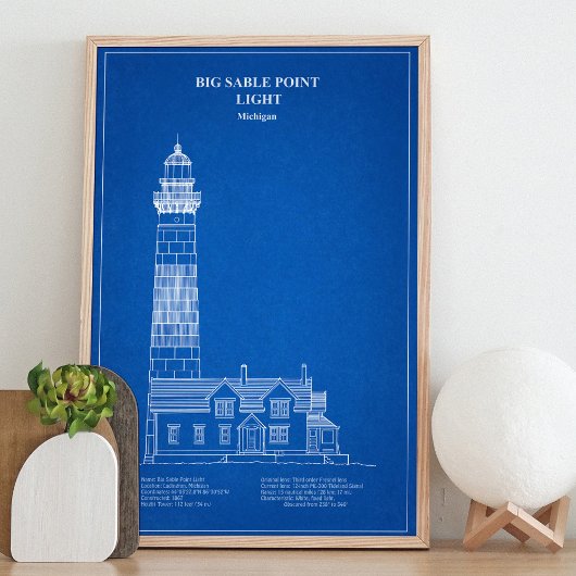 Vuurtoren van Big Sable Point - Michigan – AD Foto Afdruk