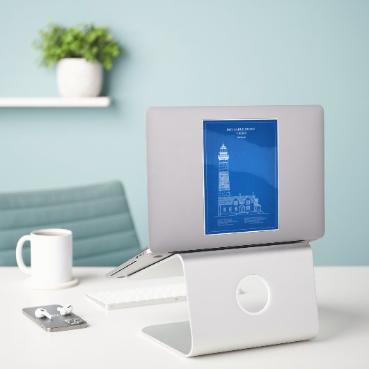 Vuurtoren van Big Sable Point - Michigan - AD Sticker (Laptop op bureau)