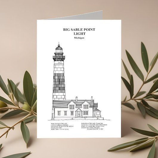 Vuurtoren van Big Sable Point - Michigan - BD Bedankkaart