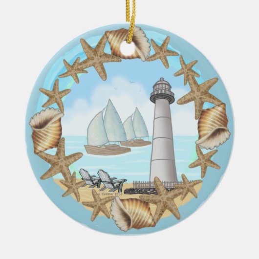 Vuurtoren van Biloxi Keramisch Ornament (Voorkant)