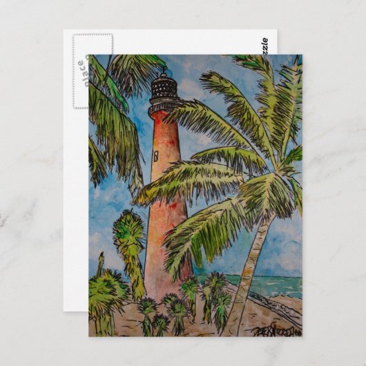 vuurtoren van biscayne cape florida briefkaart (Voorkant / Achterkant)