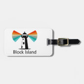 Vuurtoren van Block Island Rainbow Bagagelabel (Voorkant horizontaal)