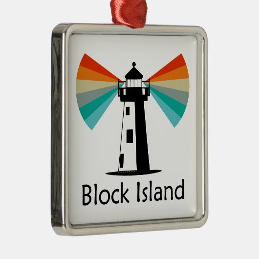 Vuurtoren van Block Island Rainbow Metalen Ornament (Rechts)