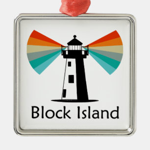 Vuurtoren van Block Island Rainbow Metalen Ornament