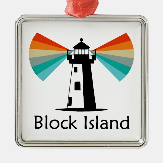Vuurtoren van Block Island Rainbow Metalen Ornament (Voorkant)