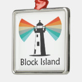 Vuurtoren van Block Island Rainbow Metalen Ornament (Links)