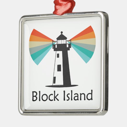 Vuurtoren van Block Island Rainbow Metalen Ornament (Links)