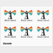 Vuurtoren van Block Island Rainbow Vierkante Sticker (Vel)