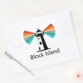 Vuurtoren van Block Island Rainbow Vierkante Sticker (Envelop)