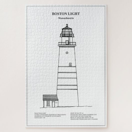 Vuurtoren van Boston - Massachusetts - BD Legpuzzel (Verticaal)