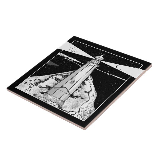 vuurtoren van Boulder Bank Tegeltje (Zijkant)