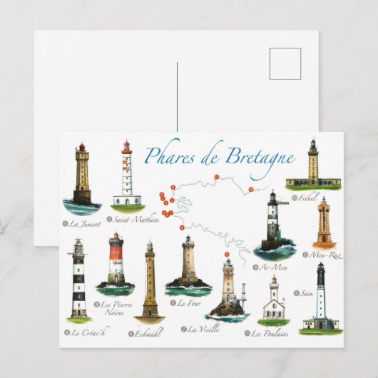 Vuurtoren van Bretagne Briefkaart (Voorkant / Achterkant)