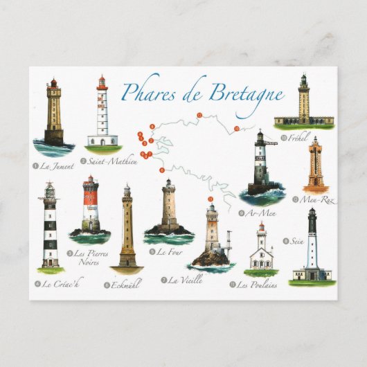 Vuurtoren van Bretagne Briefkaart (Voorkant)