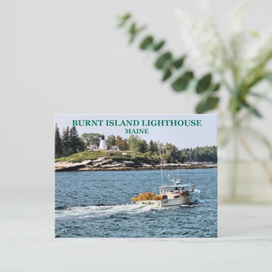 Vuurtoren van Burnt Island, Maine Briefkaart (Staand voorkant)