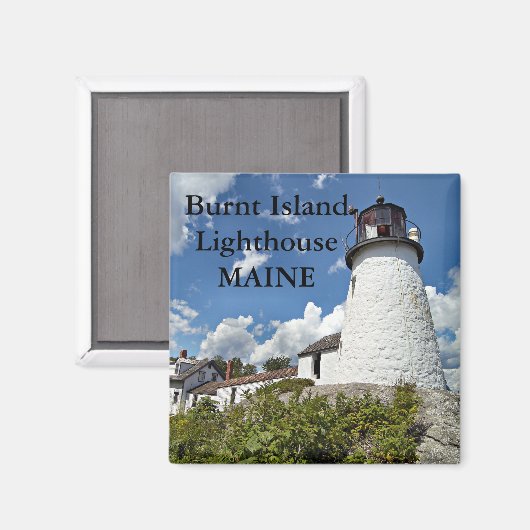 Vuurtoren van Burnt Island, Maine Magnet (Voorkant / Achterkant)