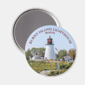 Vuurtoren van Burnt Island, Maine Round Magnet (Voorkant / Achterkant)