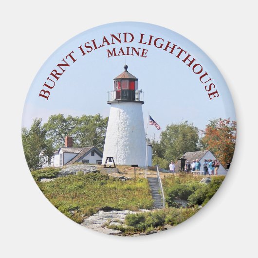 Vuurtoren van Burnt Island, Maine Round Magnet (Voorkant)