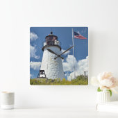 Vuurtoren van Burnt Island, Maine Wall Clock Vierkante Klok (Huis)