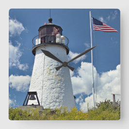 Vuurtoren van Burnt Island, Maine Wall Clock Vierkante Klok