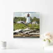 Vuurtoren van Burnt Island, Maine Wall Clock Vierkante Klok (Huis)