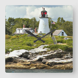 Vuurtoren van Burnt Island, Maine Wall Clock Vierkante Klok