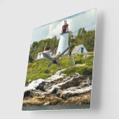 Vuurtoren van Burnt Island, Maine Wall Clock Vierkante Klok (Hoek)