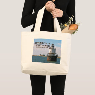 Vuurtoren van Butler Flats, Massachusetts Canvas t Grote Tote Bag