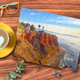 Vuurtoren van Californië op Rocky Cliff Ocean Foto Legpuzzel