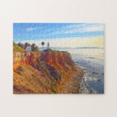 Vuurtoren van Californië op Rocky Cliff Ocean Foto Legpuzzel (Horizontaal)