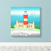 vuurtoren van Cape Agulhas Canvas Afdruk (Insitu (Houten vloer))