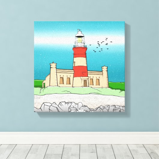 vuurtoren van Cape Agulhas Canvas Afdruk (Insitu (Houten vloer))