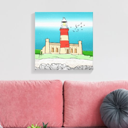 vuurtoren van Cape Agulhas Canvas Afdruk (Insitu (Woonkamer))