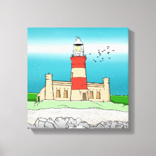 vuurtoren van Cape Agulhas Canvas Afdruk
