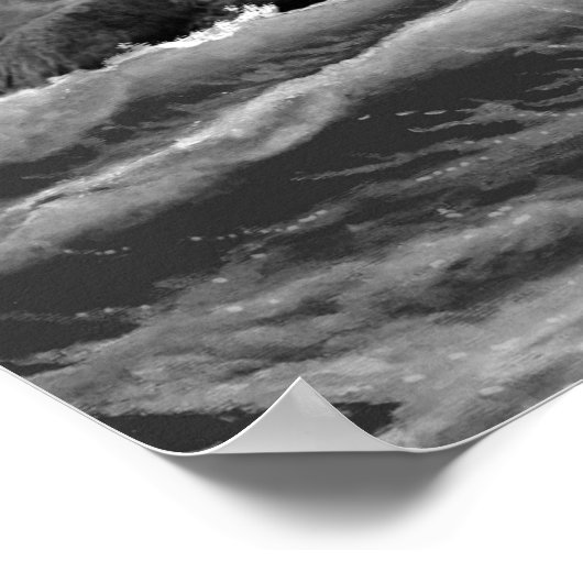 vuurtoren van Cape Blanco in zwart-wit Poster (Hoek)