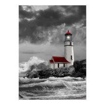 vuurtoren van Cape Blanco in zwart-wit