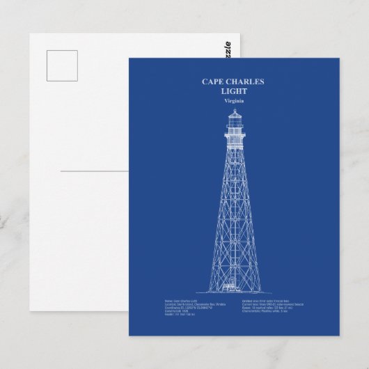 Vuurtoren van Cape Charles - Virginia - AD Briefkaart (Voorkant / Achterkant)