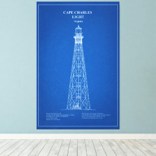Vuurtoren van Cape Charles - Virginia - AD Canvas Afdruk
