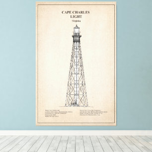 Vuurtoren van Cape Charles - Virginia - SBD Canvas Afdruk