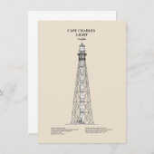 Vuurtoren van Cape Charles - Virginia - SBD Notitiekaartje (Voorkant / Achterkant)