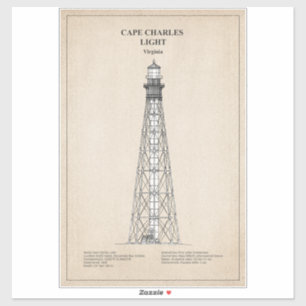 Vuurtoren van Cape Charles - Virginia - SBD Sticker