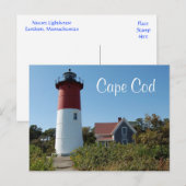 vuurtoren van Cape Cod Nauset, Briefkaart van Mass (Voorkant / Achterkant)