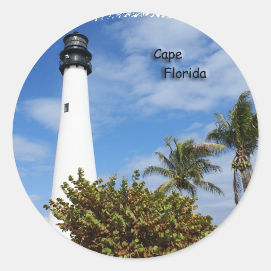 vuurtoren van Cape Florida Ronde Sticker (Voorkant)