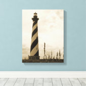 vuurtoren van Cape Hatteras Canvas Afdruk (Insitu (Houten vloer))