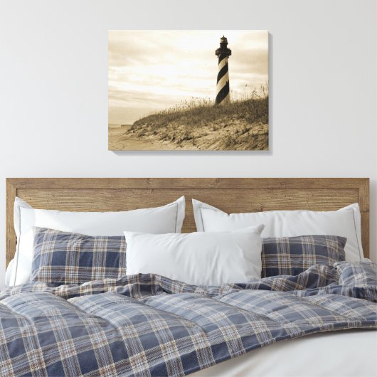 vuurtoren van Cape Hatteras Canvas Afdruk (Insitu (Slaapkamer))