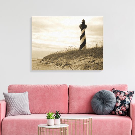 vuurtoren van Cape Hatteras Canvas Afdruk (Insitu (Woonkamer))