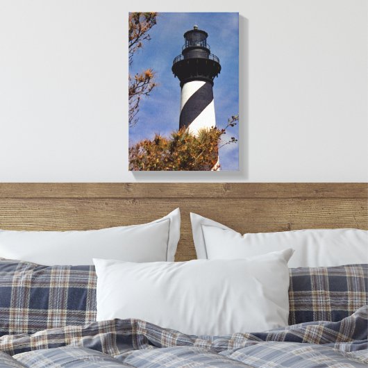 vuurtoren van Cape Hatteras Canvas Afdruk (Insitu (Slaapkamer))