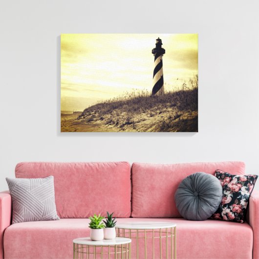 vuurtoren van Cape Hatteras Canvas Afdruk (Insitu (Woonkamer))